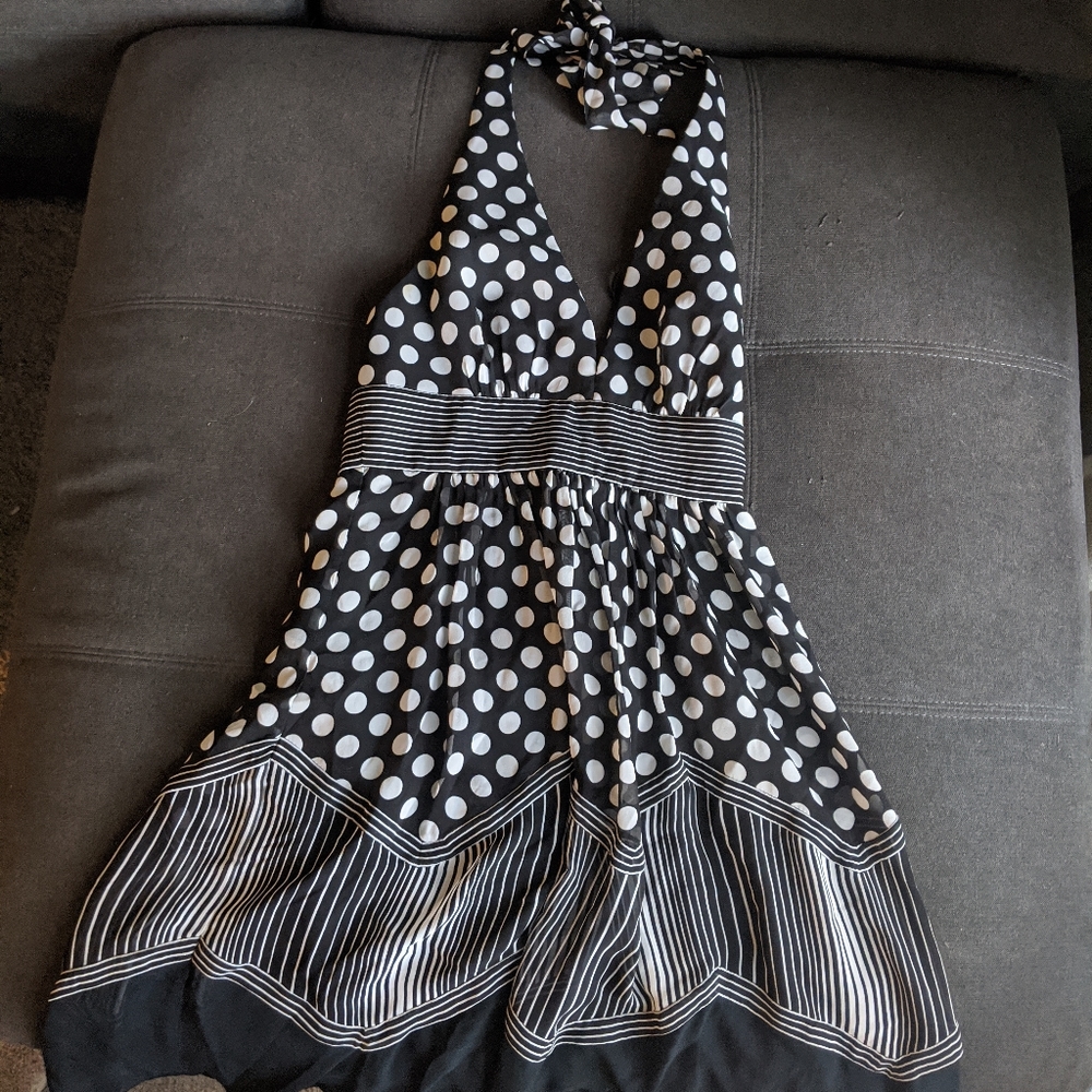 Bcbg polka dot halter dress size 2